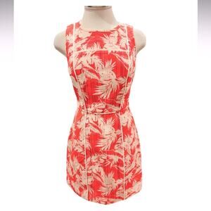 J. Crew Sleeveless Sheath Dress Pink Tropical Leaf Print Size 2 NWT